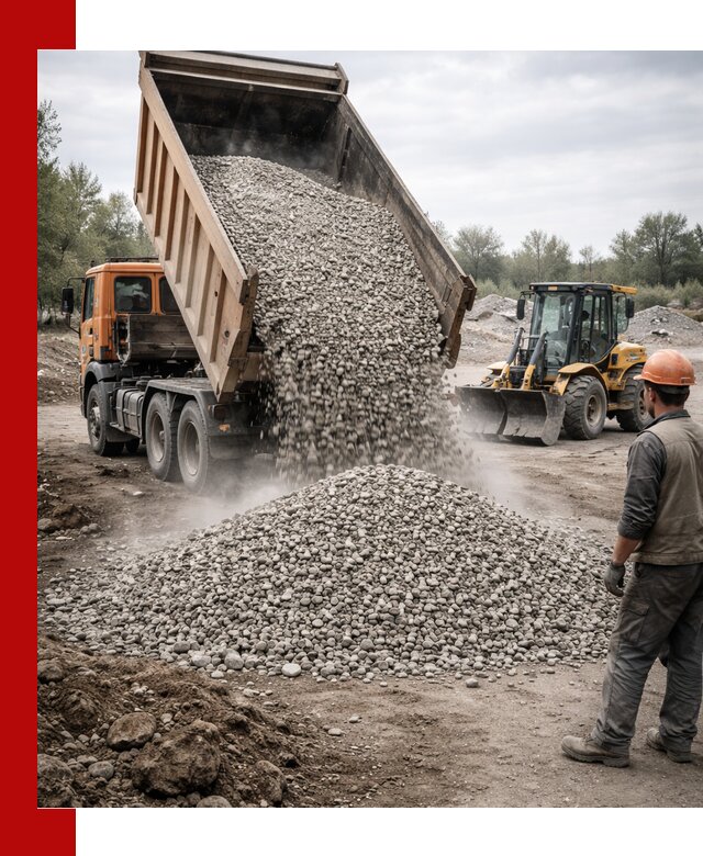 Доставка щебня в Новороссийске крупными и мелкими фракциями