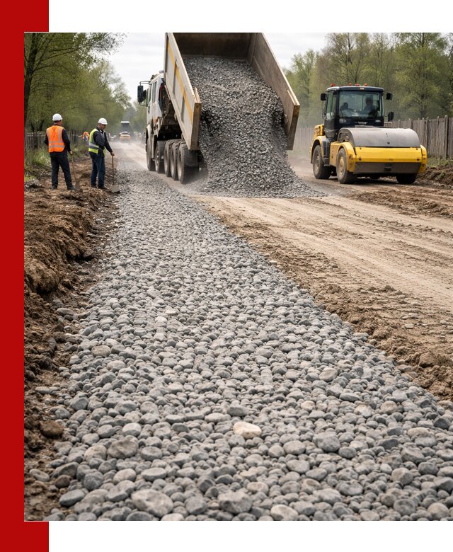 Доставка щебня для отсыпки дорог в Новороссийске высокого качества