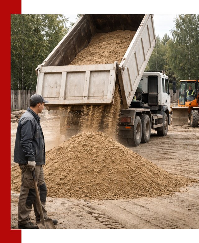 Доставка и продажа песка с разгрузкой в Новороссийске