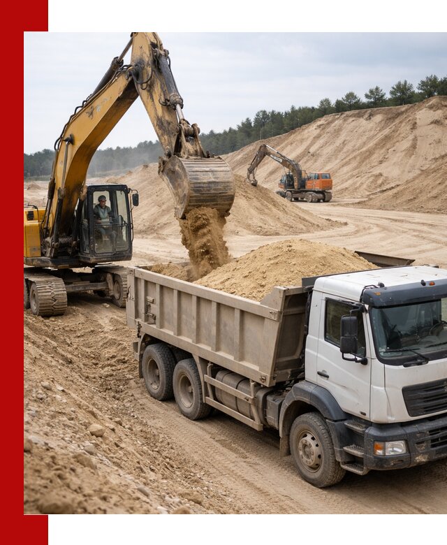 Доставка карьерного песка с самосвалами и разгрузкой в Новороссийске