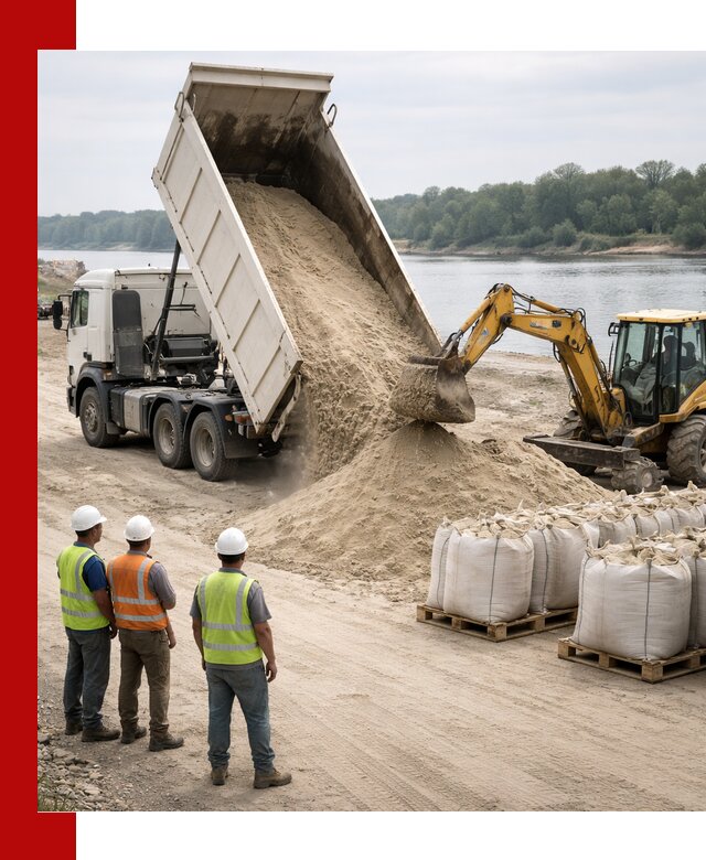 Доставка речного песка в Новороссийске самосвалами и погрузкой