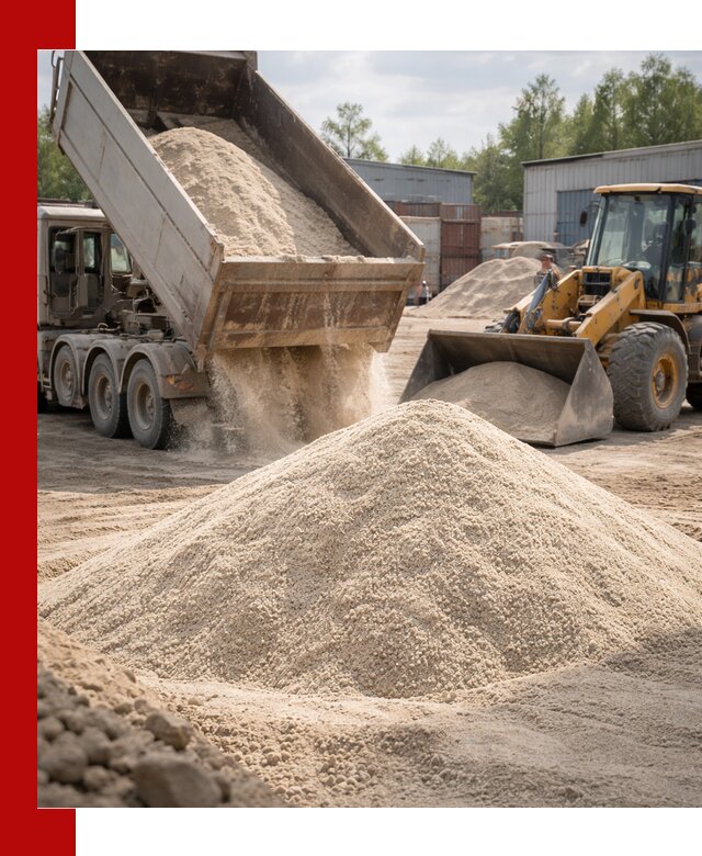 Кварцевый песок с доставкой в Новороссийске для строительных работ