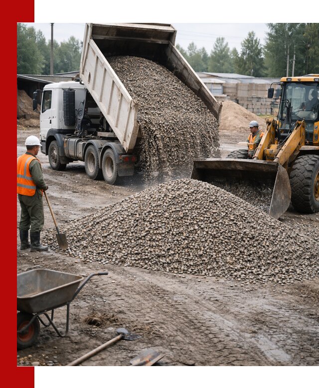 Мытый гравий с доставкой в Новороссийске от карьера до участка