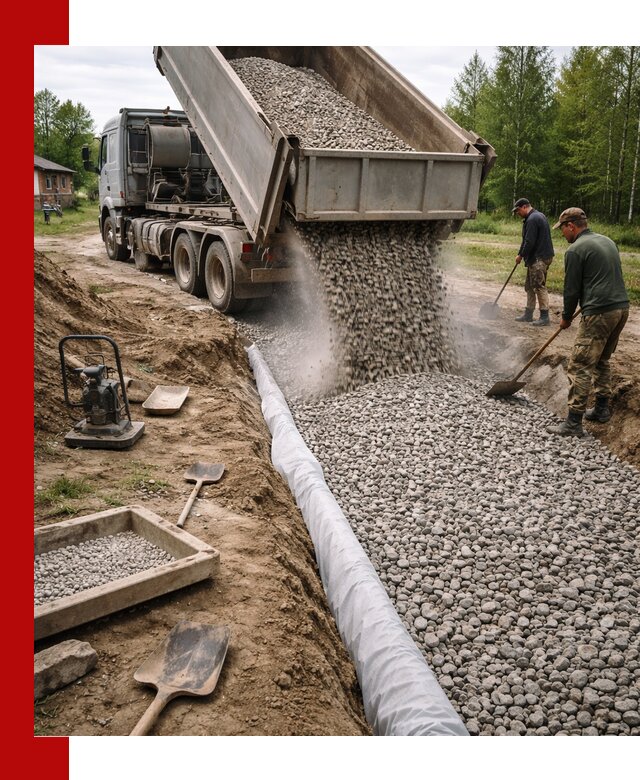 Гравий для дренажа с доставкой в Новороссийске качественный и недорогой