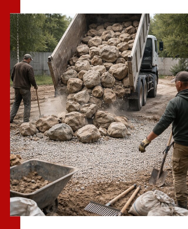 Доставка и укладка булыжника в Новороссийске