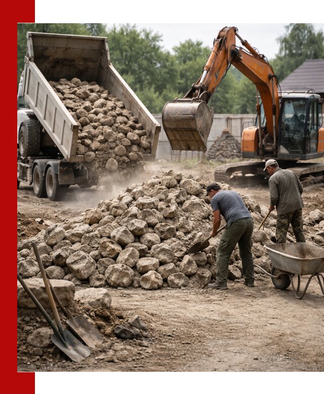 Доставка и разгрузка бутового камня в Новороссийске