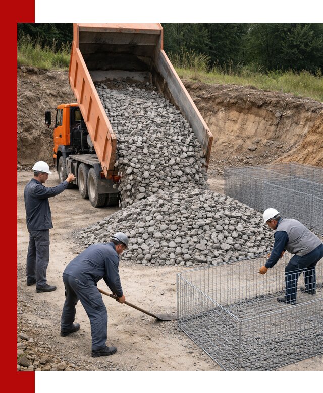 Камень для габионов с доставкой в Новороссийске быстро и надёжно