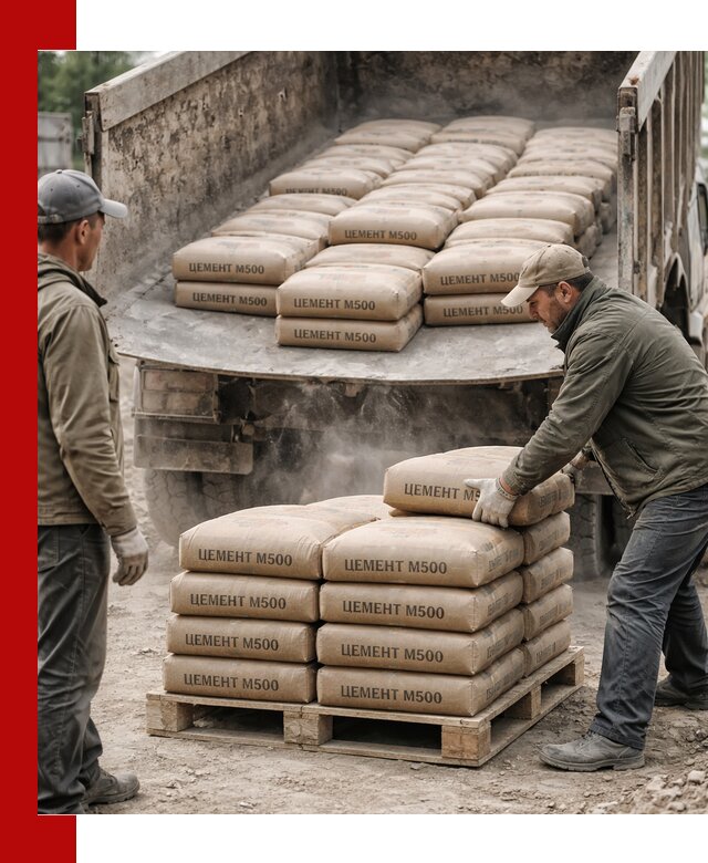 Цемент М500 с доставкой самосвалом в Новороссийске
