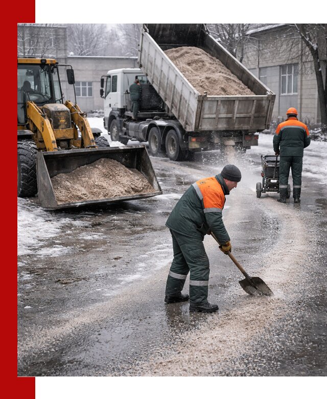 Реагент против гололеда с доставкой и нанесением в Новороссийске
