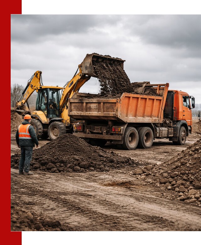 Вывоз грунта и строительного мусора в Новороссийске грузовыми самосвалами