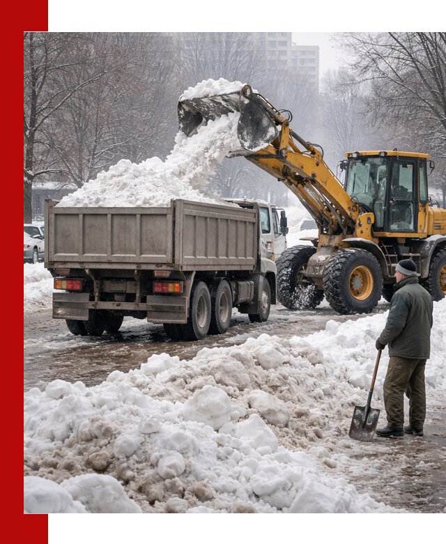 Вывоз снега грузовой техникой в Новороссийске оперативно и чисто